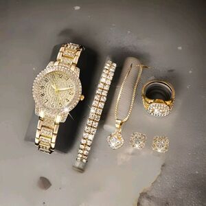 6 Piece Rhinestone Quartz Watch Set NIB
